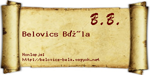 Belovics Béla névjegykártya