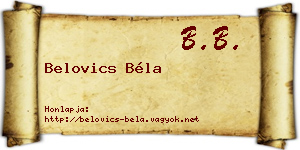 Belovics Béla névjegykártya